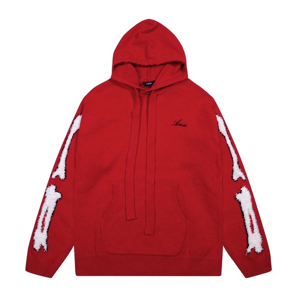 AMIRI Red Hoodie with White Bone Detail - Picture 1 of 5